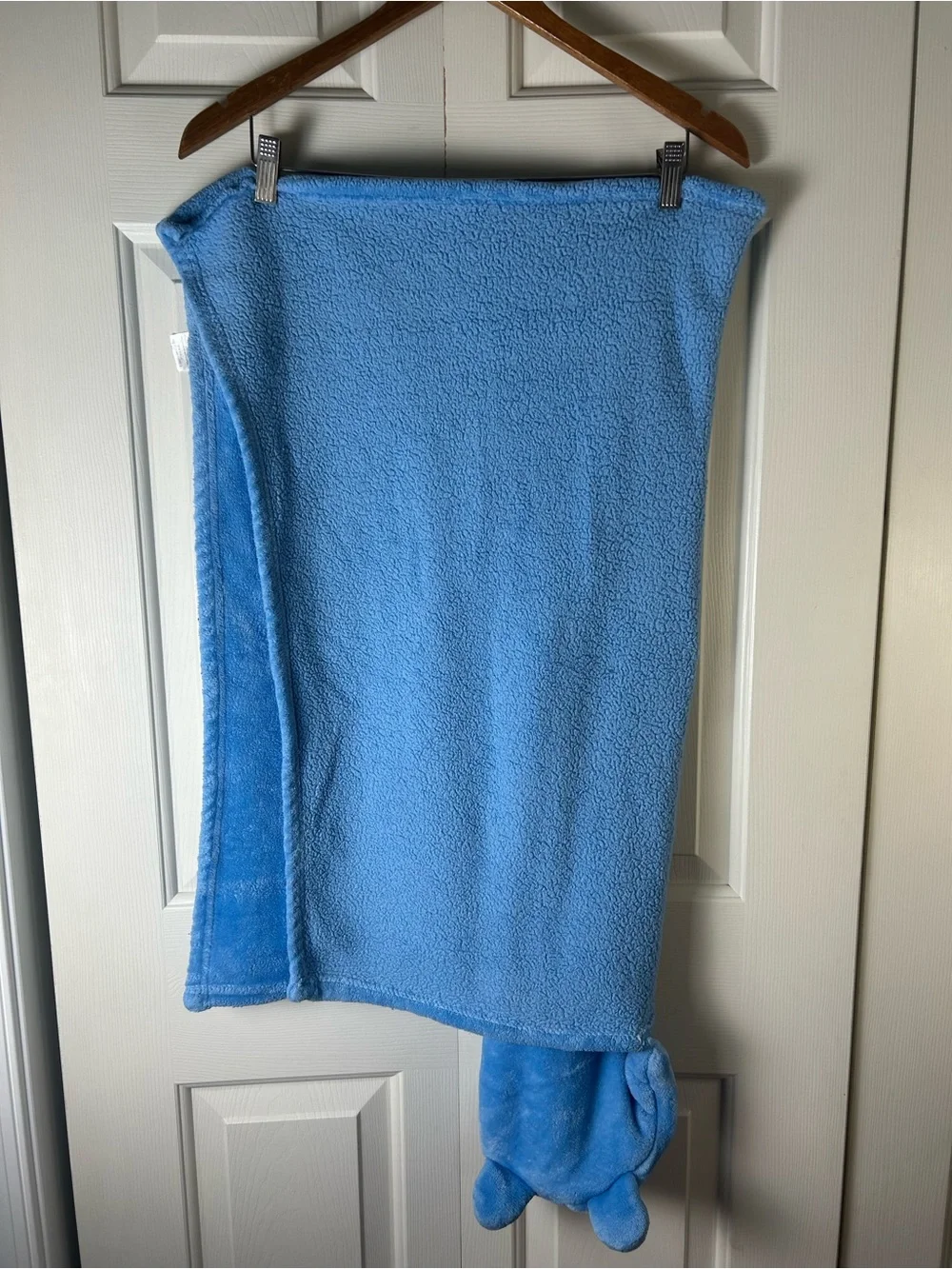 Just to You Blue Hooded Teddy Bear Baby Toddler Blanket Red White Black